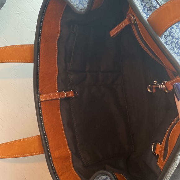 Coach Navy fabric and leather hand bag - Picture 10 of 16